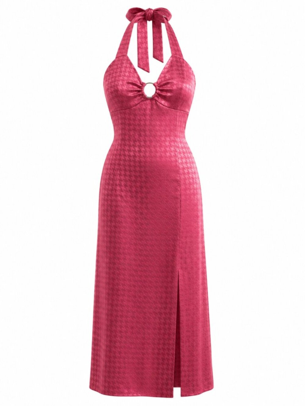 NWT Sage The Label Fuchsia Rhinestone Halter Maxi Dress Size S